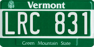 VT license plate LRC831