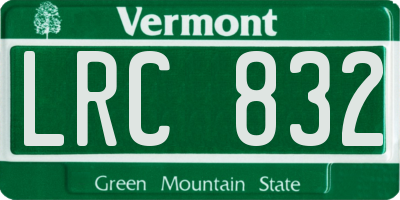 VT license plate LRC832