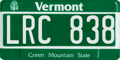 VT license plate LRC838