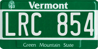 VT license plate LRC854