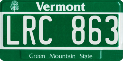 VT license plate LRC863