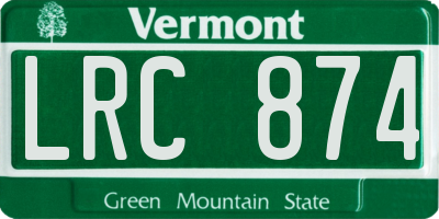 VT license plate LRC874