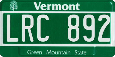 VT license plate LRC892