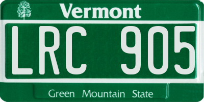 VT license plate LRC905