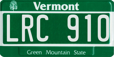 VT license plate LRC910
