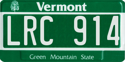 VT license plate LRC914