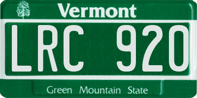 VT license plate LRC920