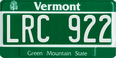 VT license plate LRC922