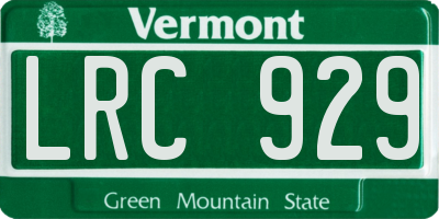 VT license plate LRC929
