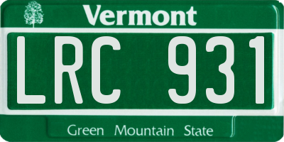 VT license plate LRC931
