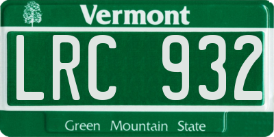 VT license plate LRC932