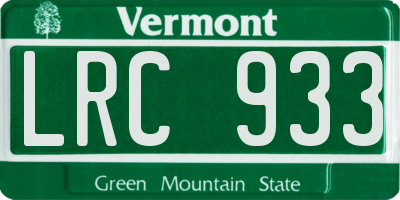 VT license plate LRC933
