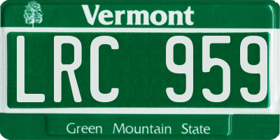 VT license plate LRC959