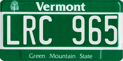 VT license plate LRC965