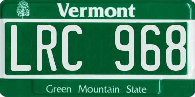 VT license plate LRC968