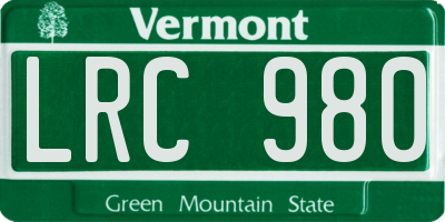 VT license plate LRC980