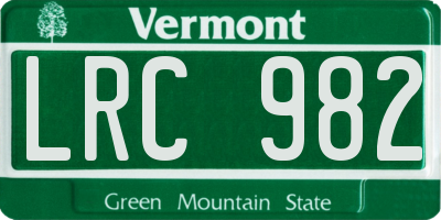 VT license plate LRC982