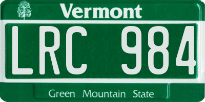 VT license plate LRC984