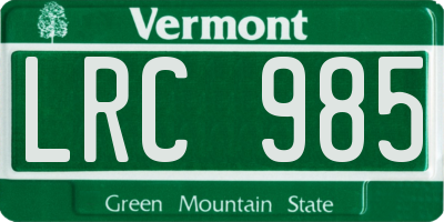 VT license plate LRC985