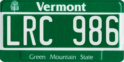 VT license plate LRC986