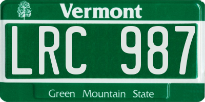 VT license plate LRC987