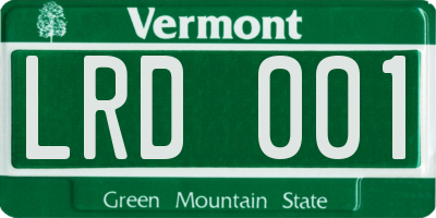VT license plate LRD001
