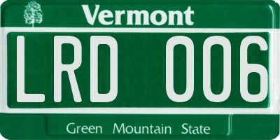 VT license plate LRD006