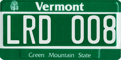 VT license plate LRD008