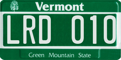 VT license plate LRD010
