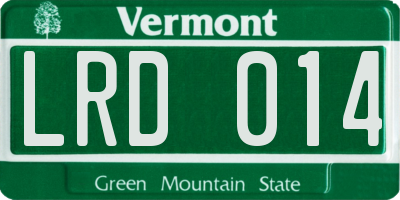 VT license plate LRD014