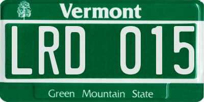 VT license plate LRD015