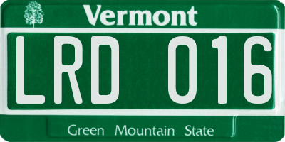 VT license plate LRD016