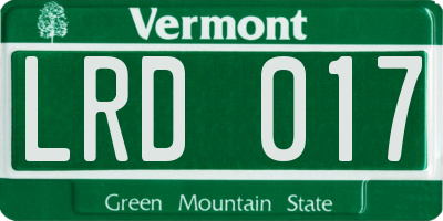 VT license plate LRD017