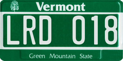 VT license plate LRD018