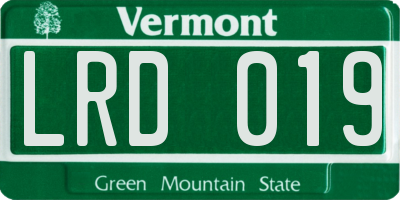 VT license plate LRD019