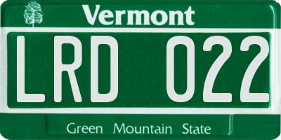 VT license plate LRD022