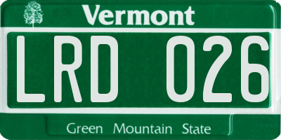 VT license plate LRD026
