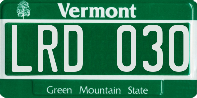 VT license plate LRD030
