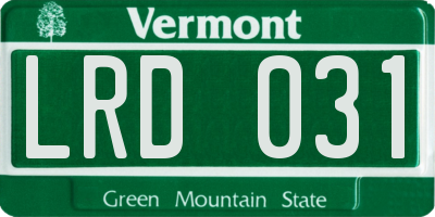 VT license plate LRD031
