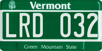 VT license plate LRD032