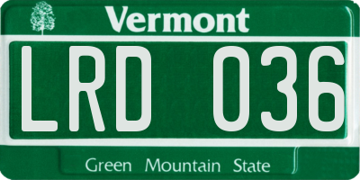 VT license plate LRD036