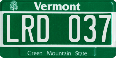 VT license plate LRD037