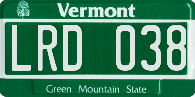 VT license plate LRD038