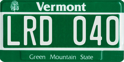 VT license plate LRD040