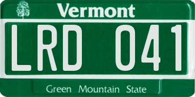 VT license plate LRD041