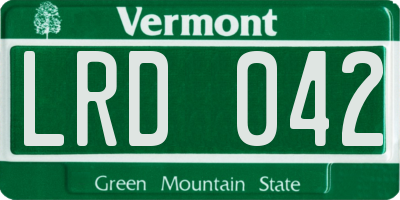 VT license plate LRD042