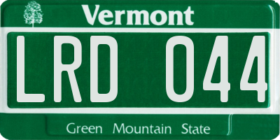 VT license plate LRD044