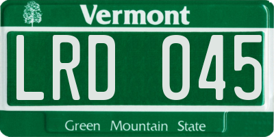 VT license plate LRD045