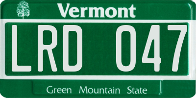 VT license plate LRD047