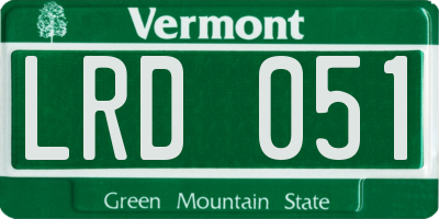 VT license plate LRD051